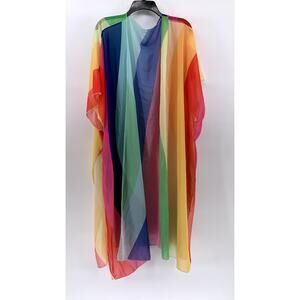HIBLUCO Women's Multicolor Sheer Kimono SZ OS